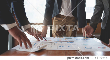 Business advisor meeting to analyze and discuss the situation on the financial report 93113964