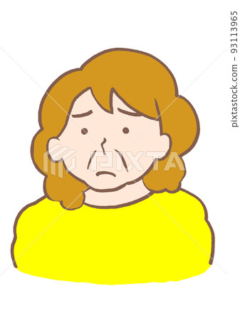 一個患有雙相情感障礙的女性的插圖,表情很困擾 一個患有雙相情感障礙的女性的插圖,表情很困擾 93113965
