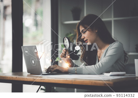 Cyber Security concept, Administrator checking privacy security and encryption. 93114332