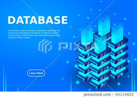 Server room isometric vector, futuristic technology of data protection and processing 93114822
