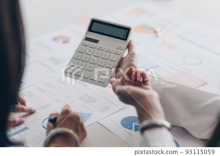 Group of Business planning business strategy and brainstorming to analyze direction global economy. Finance concept. 93115059