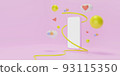 3D smartphone with chat and social network Icons. technology concept. 3d rendering. 93115350