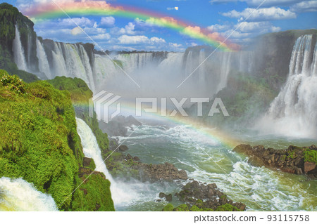 Rainbow over the World Heritage Iguazu Falls 93115758