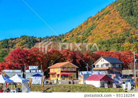 山梨縣紅葉走廊的紅葉 93118284