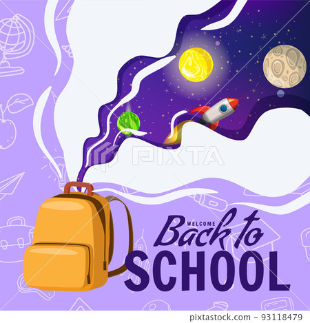 Back to school poster backpack, space... - Stock Illustration [93118479 ...