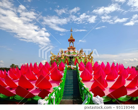 Buddha statue on pink lotus Buddha statue on pink lotus 93119346