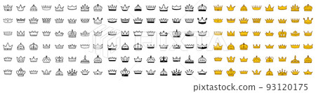 Vector set of Crown icons in different styles isolated on white background. Royal or queen sign, premium symbols, doodles clip art. Vector set of Crown icons in different styles isolated on white background. Royal or queen sign, premium symbols, doodles clip art. 93120175