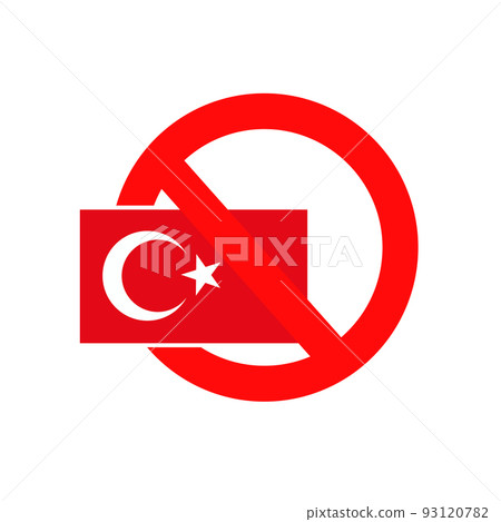 警告標誌和土耳其國旗。土耳其危機。向量。 警告標誌和土耳其國旗。土耳其危機。向量。 93120782