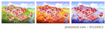 Ancient Rome, isometric cartoon seasons cityscape 93120913