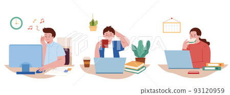 Set of people having break at work 93120959