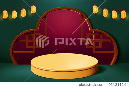 3D Retro Chinese display background 93121124