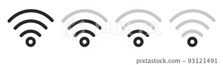 wifi 圖標集。移動互聯網信號。具有不同無線電波級別的無線電波。 wifi 圖標集。移動互聯網信號。具有不同無線電波級別的無線電波。 93121491