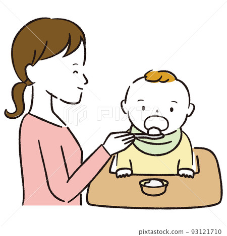 線描彩色插圖嬰兒食品 線描彩色插圖嬰兒食品 93121710