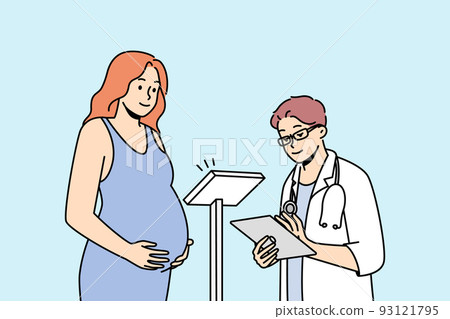 Doctor examine pregnant woman in hospital  93121795