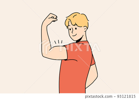 Smiling man showing muscles 93121815