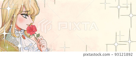 Glitter advertising banner of a girl's cartoon style, a beautiful prince who is lost in thought 93121892