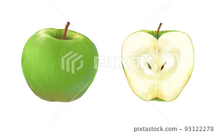 Set of green apples 1 whole and a cross section Set of green apples 1 whole and a cross section 93122278