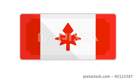 加拿大元鈔票圖標與加拿大國旗圖案。向量。 93122387