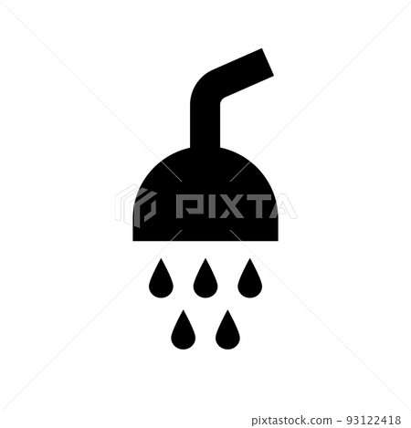 Shower silhouette icon. Water droplets falling from the shower head. vector. 93122418