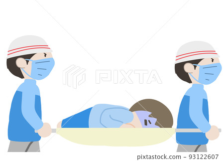 被擔架抬著的人-插圖素材 [93122607] - PIXTA圖庫