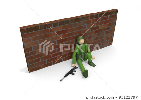 troops to defend. military invasion. the scene of war. A soldier with a weapon. soldiers fighting. 93122797