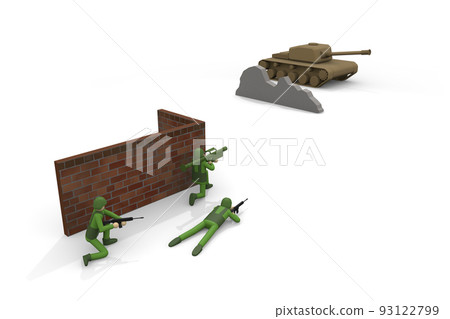 troops to defend. military invasion. the scene of war. A soldier with a weapon. soldiers fighting. 93122799