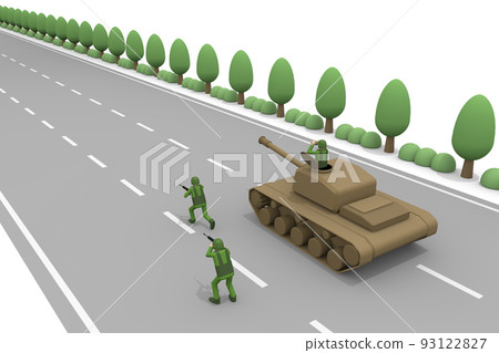 War on borders. military invasion. the scene of war. A soldier with a weapon. soldiers fighting. 93122827