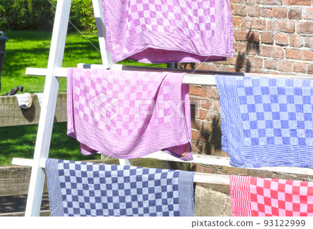Laundry day, old dutch laudry rack with fresh laundry 93122999