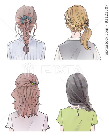 一個有著時尚髮型的女人的背影 一個有著時尚髮型的女人的背影 93123507