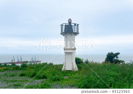automatic lighthouse with sector light on a high cape above the sea harbor 93123563