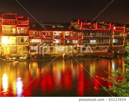 Hunan, China / Fenghuang, China illuminated at night Hunan, China / Fenghuang, China illuminated at night 93123934