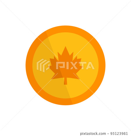 Golden coin with maple leaf. Canadian coin. vector. Golden coin with maple leaf. Canadian coin. vector. 93123981