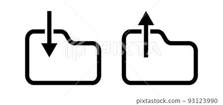 簡單的數據下載和上傳文件夾圖標集。向量。 93123990