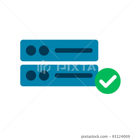 服務器和復選標記圖標。託管過程完成。向量。 服務器和復選標記圖標。託管過程完成。向量。 93124009