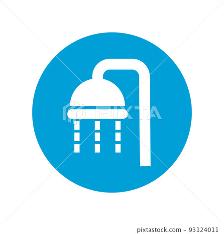 blue shower icon. wash button. vector. 93124011