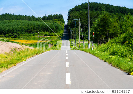 A straight road typical of Hokkaido from Shujitsu-no-Oka A straight road typical of Hokkaido from Shujitsu-no-Oka 93124137