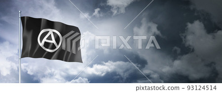 Anarchy flag on a cloudy sky Anarchy flag on a cloudy sky 93124514