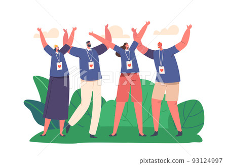 Happy Volunteers Team Of Male and Female Characters From Social Charity Service Standing Together Happy Volunteers Team Of Male and Female Characters From Social Charity Service Standing Together 93124997
