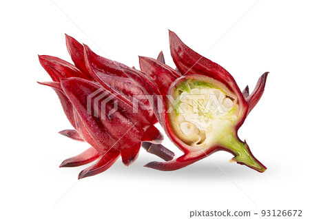 Fresh roselle hibiscus on white 93126672