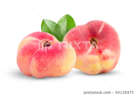 Ripe chinese flat peach fruit  isolated on white 93126975