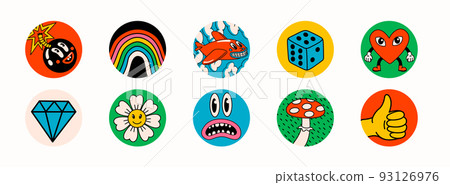 Cartoon vector abstract highlights covers for a social media stories 93126976