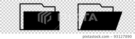 關閉和打開文件夾剪影圖標。向量。 93127890