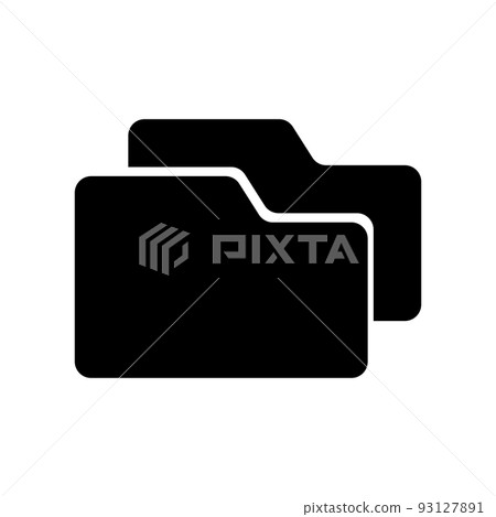 兩個文件夾剪影圖標。文件夾的副本。向量。 93127891