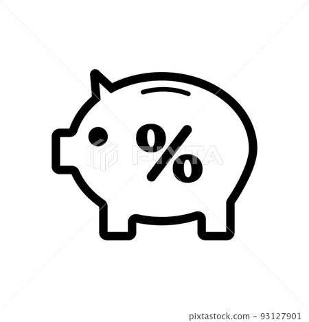 有百分號的存錢罐。向量。 93127901