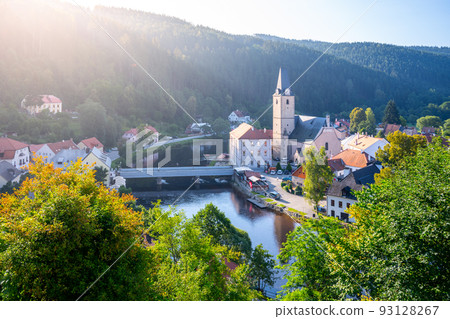 Rozmberk town panorama in South Bohemia 93128267