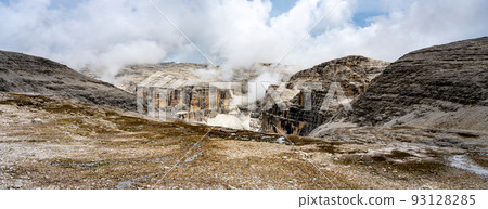 Panoramic rocky landscape of Sella Group Panoramic rocky landscape of Sella Group 93128285