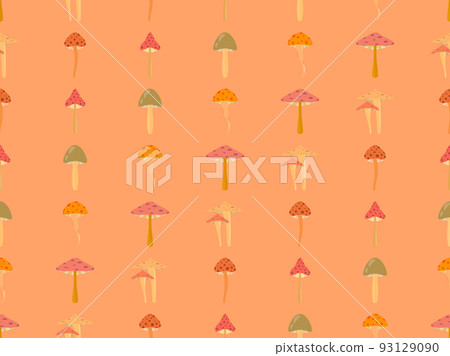 Mushrooms seamless pattern. Various mushrooms, edible and toadstools. Poisonous mushrooms and hallucinogenic fly agaric. Design for banners and promotional items. Vector illustration Mushrooms seamless pattern. Various mushrooms, edible and toadstools. Poisonous mushrooms and hallucinogenic fly agaric. Design for banners and promotional items. Vector illustration 93129090