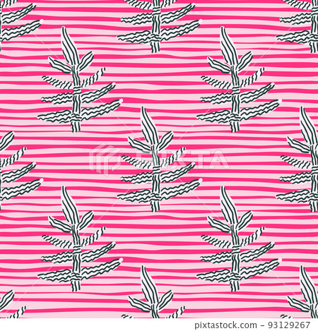 Seamless pattern with strange tropical leaves. Contemporary leaf plants endless wallpaper. Abstract floral background. 93129267