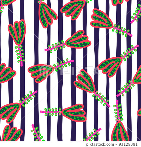 Decorative flowers seamless pattern. Contemporary strange floral wallpaper. 93129381