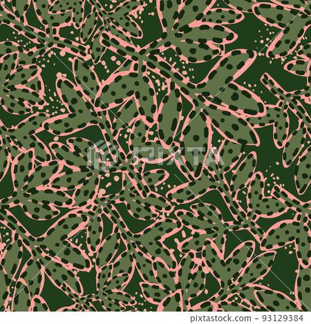 Contemporary strange leaves seamless pattern. Abstract tropical floral wallpaper. 93129384